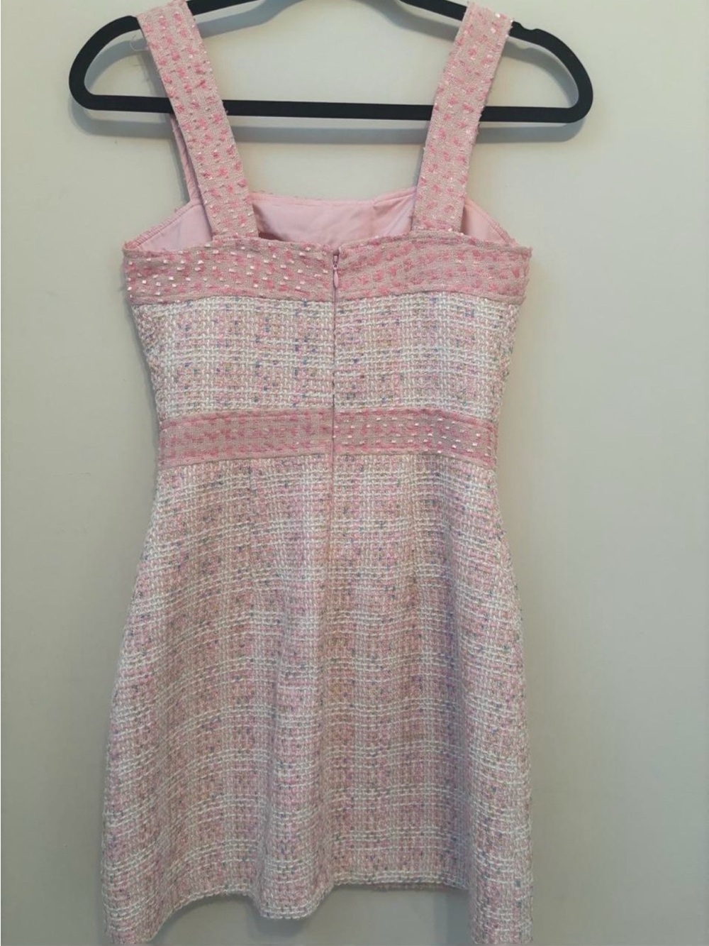 Amanda Uprichard Pink Tweed Square-Neck Mini Dress - Picture 4 of 8